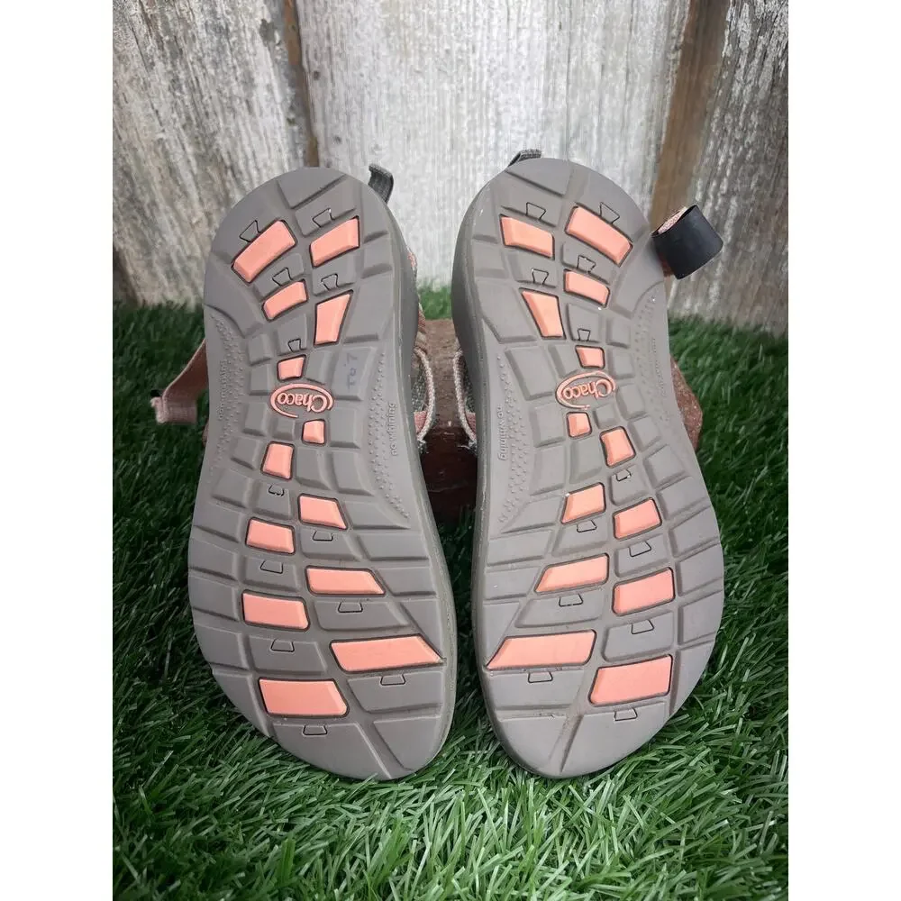 Chaco ZX/1 Ecotread Outdoor Kids Sandals Pink Gray Girls 13